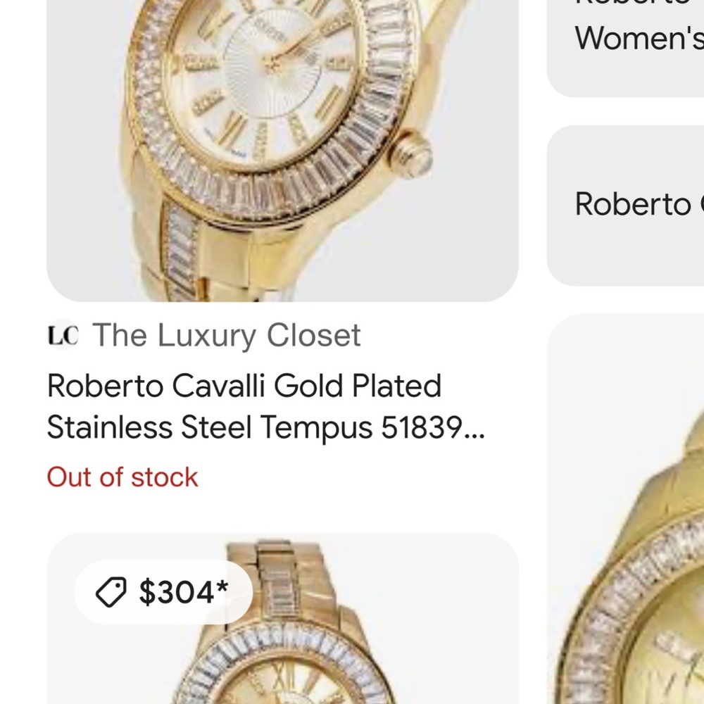 Roberto Cavalli Gold Crystal Watch - Picture 8 of 9